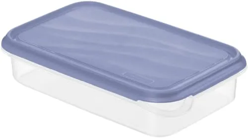 Rotho Kühlschrankdose Rondo 1 l flach horizon blau - Frischhaltedose mit einem Volumen von 1 l, ideal für platzsparendes Aufbewahren von Lebensmitteln, BPA-frei und spülmaschinengeeignet.