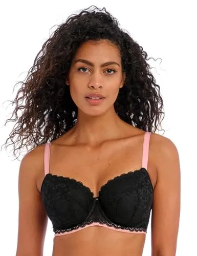 Freya Damen Offbeat Halbschalen-BH, Schwarz, 70FF - Funktionsunterwäsche mit weichen, gepolsterten Körbchen für optimale Form und Tragekomfort, ideal für einen schmeichelhaften Look.