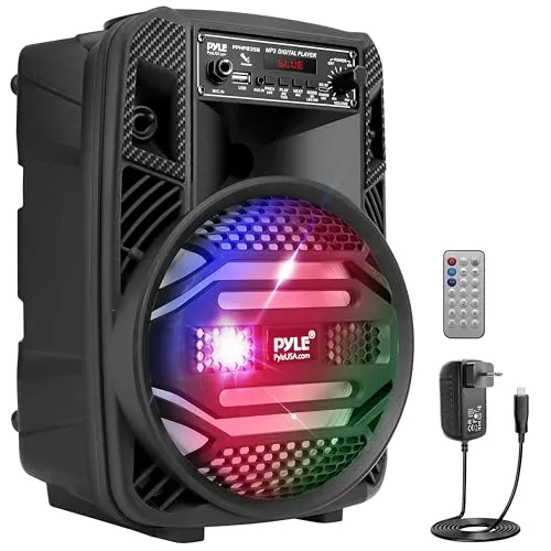 Pyle Bluetooth PA Musikbox 300W - Partybox & Karaoke Maschine - Musikanlage mit 300W Leistung, wiederaufladbarer Batterie und blinkenden DJ Lichtern für unvergessliche Partys und Karaoke-Abende im Freien.