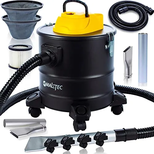 MalTec Industriestaubsauger ML1800-ASH - 1800W Aschesauger mit 18L Tank, ideal für Kamin, Grill und Innen- Außenbereich, doppelte Filtration für effektive Reinigung