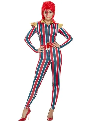 Smiffys Miss Weltraum-Superstar-Kostüm - Kostüm-Outfits für Erwachsene, inklusive Jumpsuit und Gürtel, ideal für Karneval und Themenpartys, angenehmes Tragegefühl durch leichtes Material und einfacher Reißverschluss.
