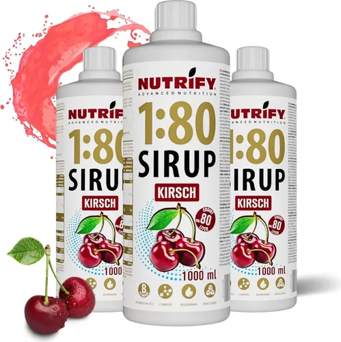 NUTRIFY Vital Drink Sirup 1:80 Kirsche - Zuckerfreies Fitnessgetränk - Sirups: Erfrischendes, zuckerfreies Sportgetränk mit nur 1,75 kcal pro Glas. Ergibt 80 Liter, ideal für Fitness und Diätziele!