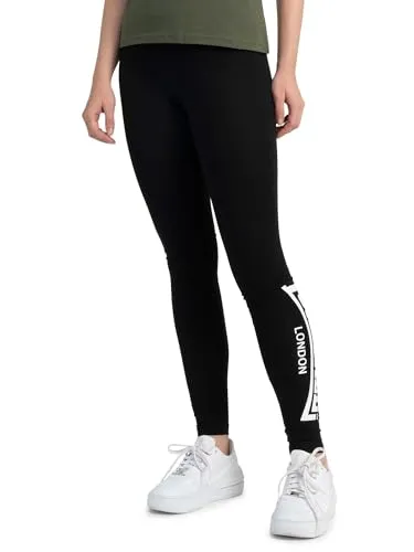 Lonsdale Damen Leggings Shustoke - Sport-Leggings mit großem Logo-Druck und nahtlosem Design für optimalen Tragekomfort beim Sport.