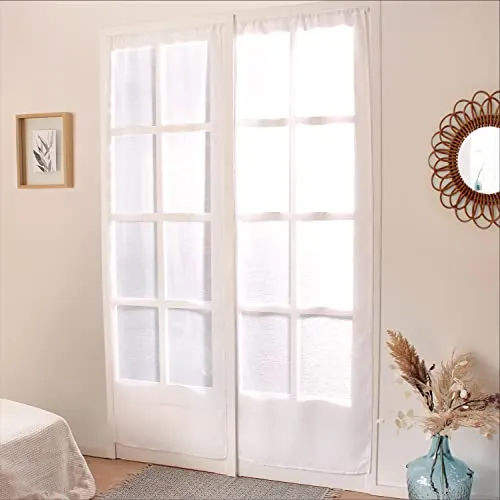 Enjoy Home Vorhänge, Weiß, 70 x 220 cm, Gardinenstange, 100% Polyester, sandgestrahlt, sandgestrahlt, 2 Stück