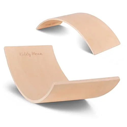KiddyMoon Balance Board Aus Holz Für Kinder, Babys Montessori Spielzeug, Gleichgewicht, Balancieren Babys Holzspielzeug, Balancebrett Wackelbrett Gleichgewicht, Natürlich