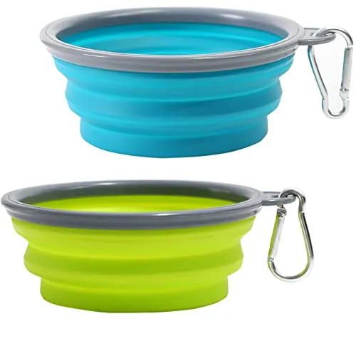 Stück Hundenäpfe Faltbare Reiseschale, Auslaufsichere Hundenapf mit Bergsteigerkarabiner für Katzen, Hunde und Haustiere für Wasser und Futter 350ml 2
