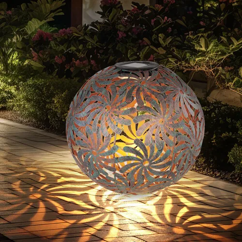Globo Lighting Solarleuchte Metall goldfarben, antik - Elegante Gartenlampe aus Metall in antikem Gold, spritzwasserdicht (IP44), inkl. Erdspitz und warmweißem Licht (3000K), ideal für stimmungsvolle Akzente im Freien.