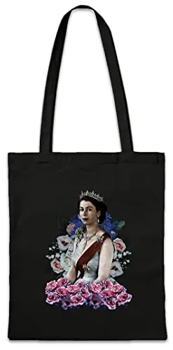 Urban Backwoods Queen Elizabeth Portrait I Hipster Bag Beutel Stofftasche Einkaufstasche