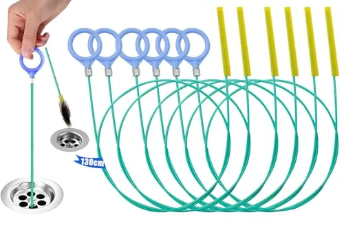 Stück Abflussreiniger，Abflussreiniger Spirale, 130cm Bruchfester Stahl mit Nylonbeschichtung, Geeignet zur Reinigung und Haarfängung in Badewannen, Abwasserkanälen und Waschbecken (130 Zentimeter) 6