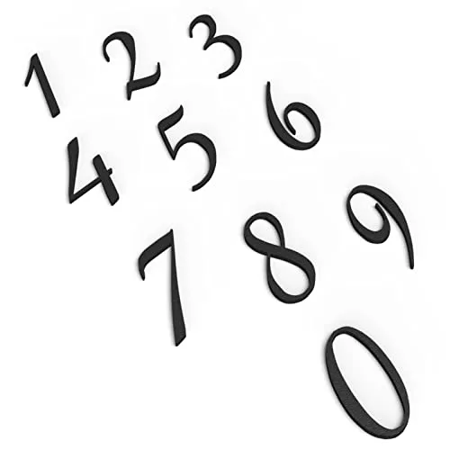 Zwayve 0 bis 9 Zahlen Set Türschild Schriftzug Firma Name Wandschild Selbstklebend Schwarz