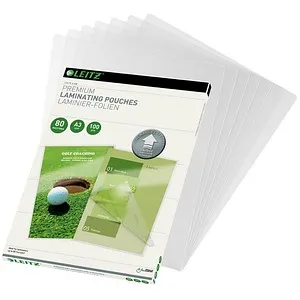 Leitz Heißlaminierfolien A3 - 100er Pack Ultra-Premium 80 mic, glänzend & reißfest für perfekten Schutz von Dokumenten und Fotos