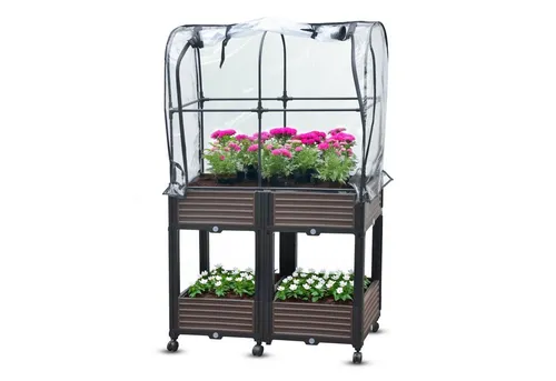 Gartenwelt Riegelsberger Hochbeet mit Frühbeet auf Rädern - Hochbeet mit Frühbeet, 2 Ebenen, 82x41x135 cm – ideal für ganzjährigen Anbau. Mit integriertem Bewässerungssystem und Rollen für flexible Platzierung im Garten oder auf der Terrasse.