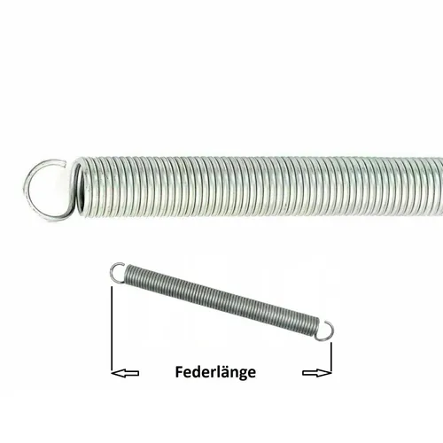 Garagentor Feder 10x90x510 Garagentorfeder Zugfeder Torfeder verzinkt