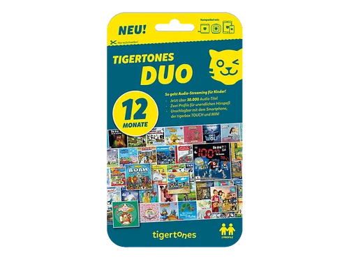 TIGERTONES DUO - 12 Monate Aktivierungscard, Dunkelblau/Gelb - Kinder-Musikboxen mit 12 Monaten Zugriff auf interaktive Musik und Geschichten, fördert die Kreativität und Musikalität von Kindern.