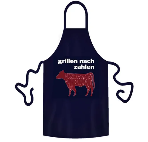 teprovo Grillschürze Kochschürze Schürze 116cm Dunkelblau Grillen nach Zahlen, (1-tlg., integrierte Taschen), mit Spruch
