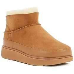Fitflop Damen GEN-FF Ultra-MINI Double-Faced Shearling Boots, Desert Tan, 41 EU - Wanderschuhe mit dicker Sohle und ultrakuscheligem Tragekomfort, ideal für kalte Tage dank wasserabweisender Ledereinsätze.