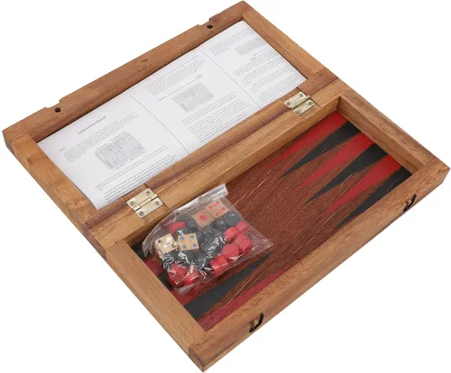Brettspiel aus Holz - Dame und Back-Gammon 5*30*15 cm - Hochwertiges Gesellschaftsspiel aus Regenbaumholz, ideal für spannende Spielabende. Kompakt und fair gehandelt, bringt es Ethno-Charme in jedes Zuhause.