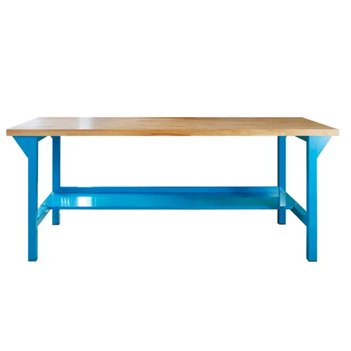 ADB Werkbank PROFI 2000 - Stabilität trifft Design in Lichtblau - Werkbänke - Stabile ADB Werkbank PROFI 2000 aus massivem Buchenholz mit einer Traglast von 500 kg, ideal für Werkstatt und Hobby. Pulverbeschichtet und mit einem Ablageboden für optimale Nutzung.