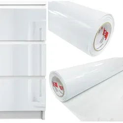 Möbelfolie selbstklebend 100x1000 cm - Weiß Hochglanz - Einfarbig Klebefolie für Möbel - Klebefolie Möbel für einfache Anwendung, ideal für ... - Weiß