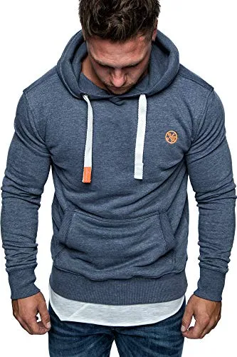 Amaci&Sons Herren Basic Logo Kapuzenpullover Sweatjacke Pullover Hoodie Sweatshirt 1-04028 Blau XL