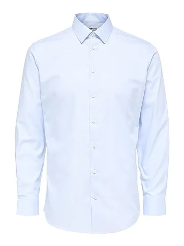 SELECTED HOMME Herren SLHSLIMETHAN Hemd - Light Blue, M - Herrenhemden, elegantes Design aus 100% Baumwolle für hohen Tragekomfort, ideal für Alltag und formelle Anlässe.
