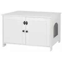 Katzenschrank Schlafhöhle für Katzen - Geräumige Katzenhöhle mit Platz für das Katzenklo. In stilvollem Design, ideal für eine harmonische Wohnatmosphäre. Maße: 78,5 x 44,5 x 46 cm, aus stabiler Faserplatte gefertigt.
