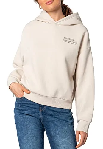 Sublevel Damen Basic Pullover Hoodie mit Mini-Print light-beige L