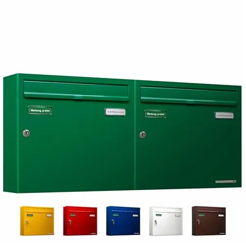 AL Briefkastensysteme Basic 2er Briefkasten RAL 6005 in grün von AL Briefkastensysteme