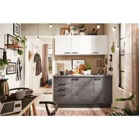 pino Küchenzeile 160 cm Weiß matt Anschlag rechts