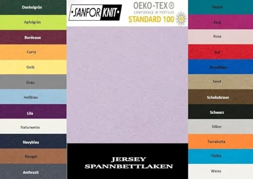 EXKLUSIV HEIMTEXTIL Jersey Spannbettlaken 120 x 200 cm Flieder 100% Baumwolle Öko - Tex Zertifiziert Bed-Sheet Bettlaken Spannbetttuch