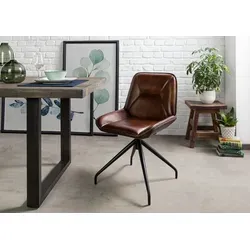 Massivmoebel24 Polsterstuhl IRON LABEL in braun von Massivholzmöbel24