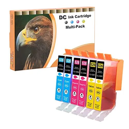 D&C 6X Druckerpatronen Kompatibel für Canon PGI-525 CLI-526 für Canon Pixma MG6250 MG8150 MG8250 MX885 MX895 IP4840 IP4850 IP4900 MG5140 MG5150 MG5240 MX710 MX715 MG6100 MG6150 MG6200 IP4950 IX6550