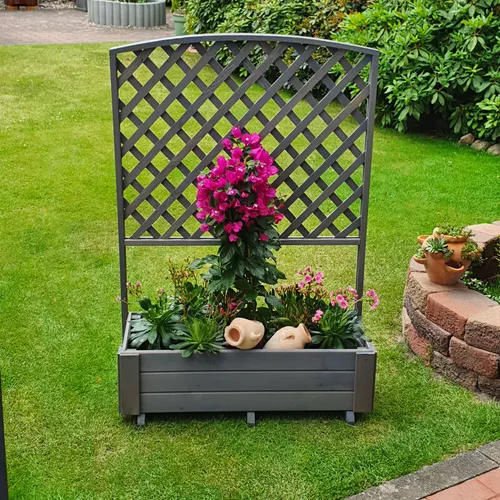 promadino Blumenkasten Flora - 91x41x130 cm grau - Pflanzenkasten aus imprägniertem Kiefernholz, ideal für Garten und Balkon, bietet Platz für schöne Blumenarrangements und ist einfach selbst zu montieren.
