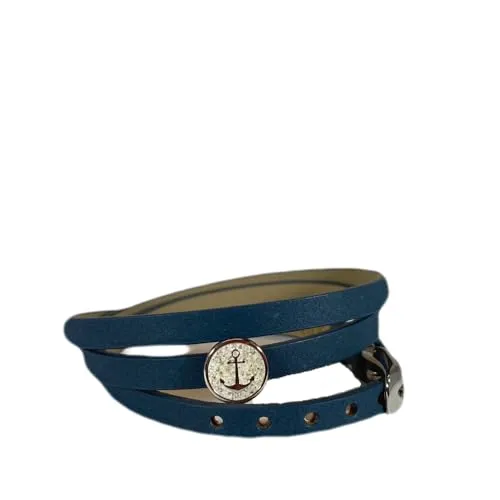DUR Lederarmband Anker mit 925 Sterling Silber Element mit Sand veredelt, Länge: 58 cm, Beige/Grau-Blau, A1650.ANKER
