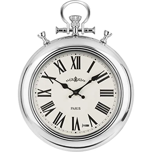 Lowell Wanduhr 41cm mit batteriebetriebenem Quartzwerk - Elegante Wanduhr aus Metall mit Chrom-Finish und präzisem Quartzwerk, ideal für stilvolle Wohnräume.