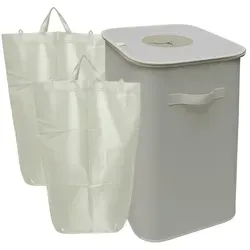 Relaxdays Flaschensammler 100 l - Beige - Haushaltszubehör für mühelose Mülltrennung. Der 100 l Pfandflaschen-Sammelbehälter mit abwischbarem Innensack sorgt für hygienische Aufbewahrung und minimiert Gerüche. Immer einsatzbereit mit zwei Innenbeuteln!