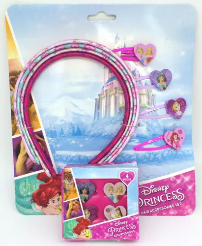Disney Princess Geschenkset 4 Ringe + 4 Haarreifen + 4 Haarklips - Offiziell Liz
