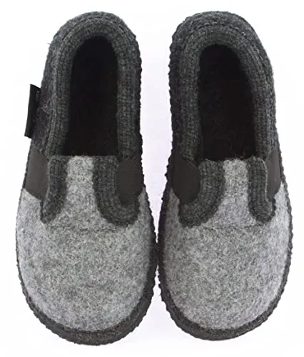 Beck Unisex Kinder Bobby Hausschuhe, Grau, 28 EU - Bequeme Hausschuhe aus Filz und Wolle, mit rutschfester Gummisohle – ideal für warme Füße und sicheren Halt zu Hause.