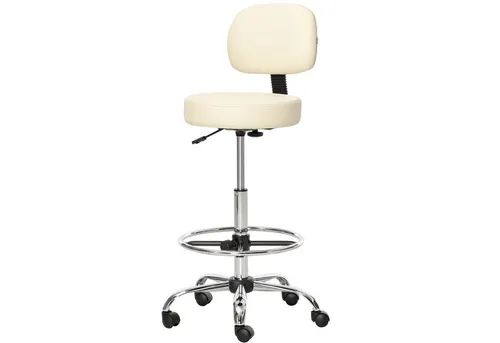 furnicato Barhocker Drehstuhl höhenverstellbar Beige 56x57x104-127 cm - Eleganter Barhocker für Küche, Hausbar oder Partykeller. Mit weichem PU-Leder, großzügiger Polsterung und praktischer Drehfunktion für hohen Sitzkomfort und Bewegungsfreiheit.