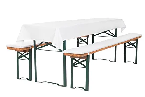 TexDeko Bierbankauflage gepolstert XL 3TLG Set - Tischdecken Set mit 2 gepolsterten Bierbankauflagen und 1 Tischdecke, sorgt für hohen Sitzkomfort und eine stilvolle Aufwertung Ihrer Festzeltgarnitur.