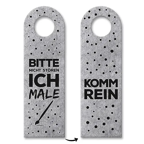 trendaffe - Bitte Nicht stören, ich Male oder Komm rein Türhänger mit Pinsel Motiv in Grau