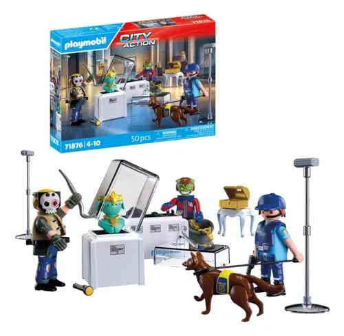 PLAYMOBIL AUSTRIA BRANDSTÄTTER Diamantenraub - Abenteuerliches Playmobil-Set für Kinder ab 4 Jahren, mit Polizist, Ganoven und Wachhund für spannende Verfolgungsjagden im Museum!