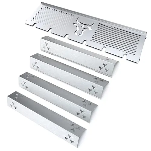 tuning-art WHGA3 Gasgrill Warmhalterost & Brennerabdeckung Set | Kompatibel mit Rösle Videro G4, G4-S | Rostfreier Edelstahl | Passgenau | Spülmaschinen geeignet, Größe:4er Serie Set