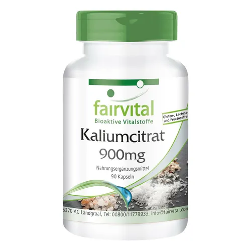Kaliumcitrat  90 Kapseln HOCHDOSIERT 300mg Kalium pro Kapsel | VEGAN | fairvital