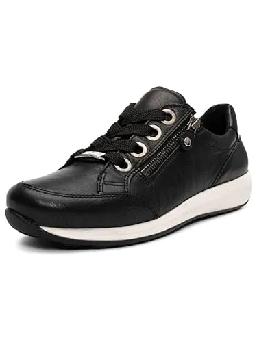 ARA 12-34587 Osaka Damen-Sneaker Schwarz Gr. 40 - Bequeme Damen-Sneaker aus Leder, kalt gefüttert und ideal für kalte Tage, mit flachem Absatz und weit geschnitten für optimalen Komfort.
