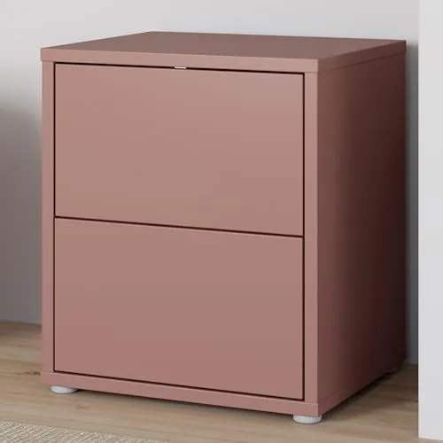 Forte Alice Springs Nachtkommode 50, Schrank mit 2 Schubladen, Nachtschrank, Schlafzimmer, Holzwerkstoff, Terrakotta, 49,8 cm breit x 57,5 cm hoch x 41,5 cm tief
