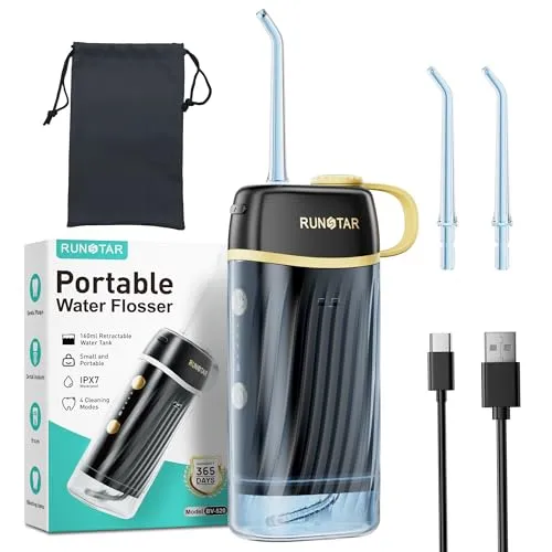 Runstar Mini elektrische Munddusche – Tragbarer Dental Irrigator für Reisen mit 4 Modi