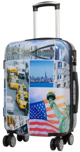 Warenhandel König Hartschalen-Trolley New York Liberty - Koffer mit 4 leichtlaufenden Doppelrollen und stylischem New York Liberty Motiv, robust und wasserabweisend, ideal für Reisen und als Aufgabegepäck.