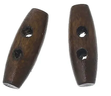 Holzknöpfe, Knebelknöpfe Knebelverschluss Oval 20x7mm dunkelbraun 2 Löcher 50