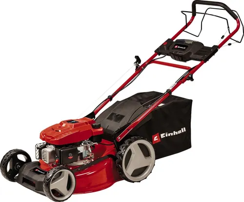 Einhell Benzinrasenmäher GC-PM 46 SM HW-E Li mit 46 cm Schnittbreite - Rasenmäher für große Flächen bis 1400 m², mit leistungsstarkem Benzinmotor und praktischer Mulchfunktion für einen gepflegten Rasen.
